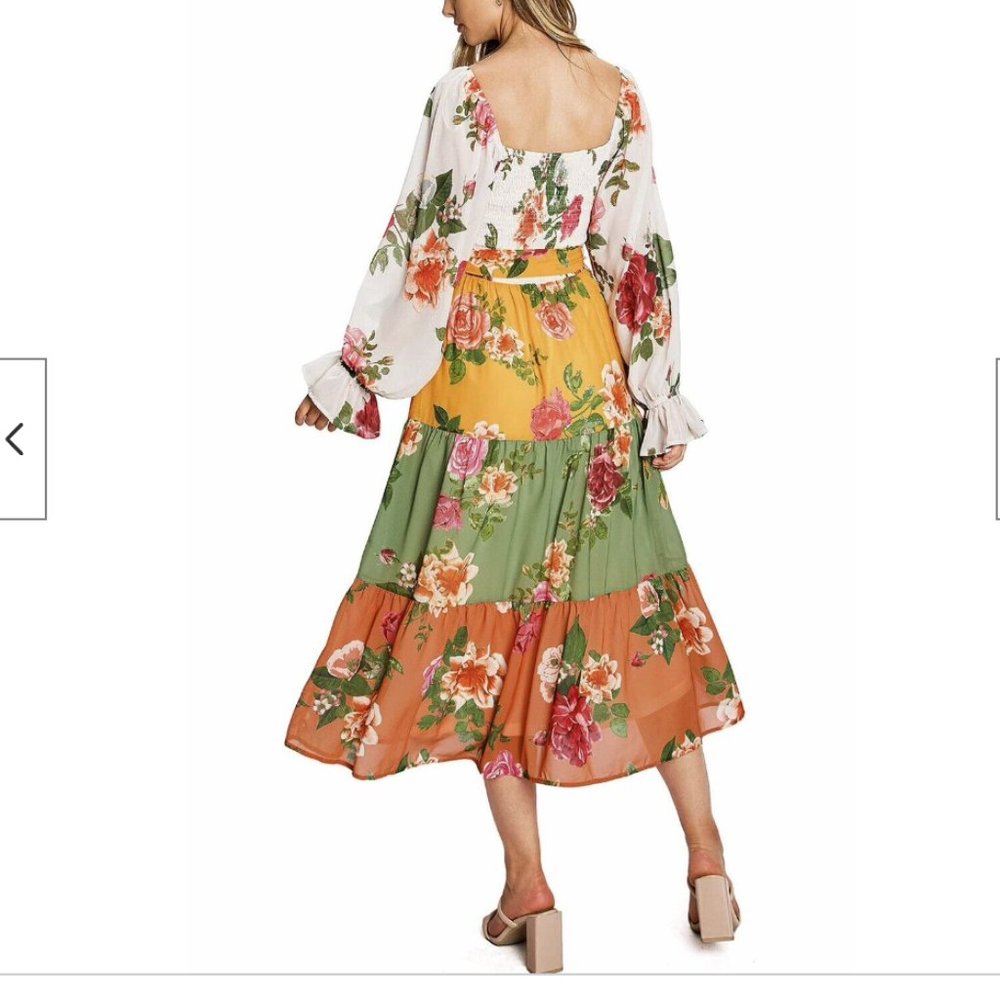 Love Colette Floral Printed Tiered Midi Dress